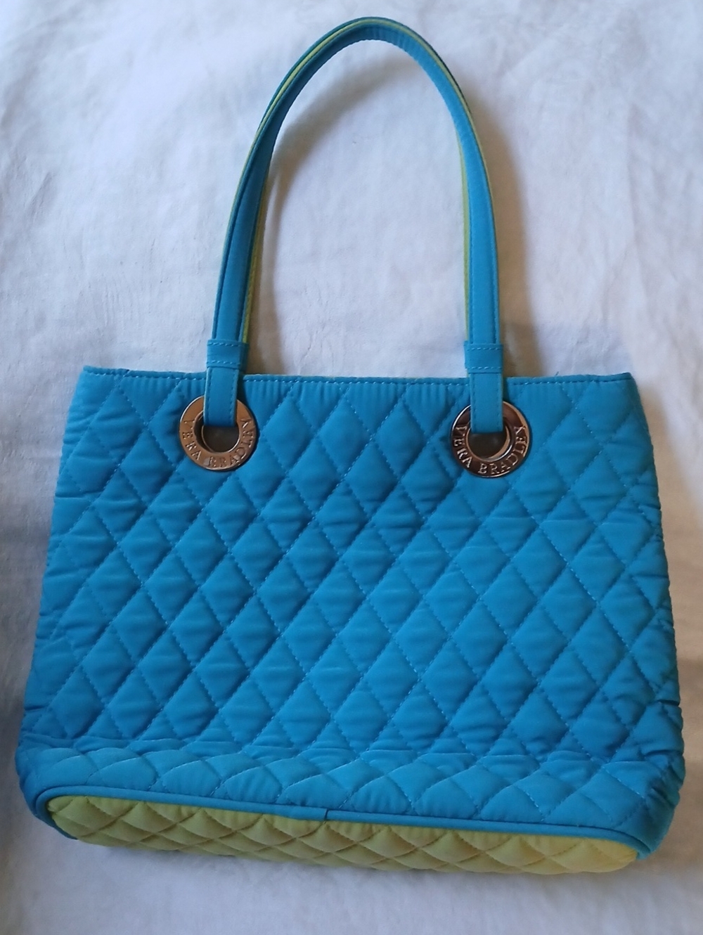 Vera Bradley Crabtree & Evelyn Small Quilted Handbag Tote Peacock Lime